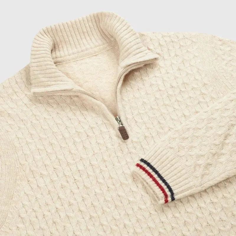 PULL 1/2 ZIP 1924 BLANC CASSÉ