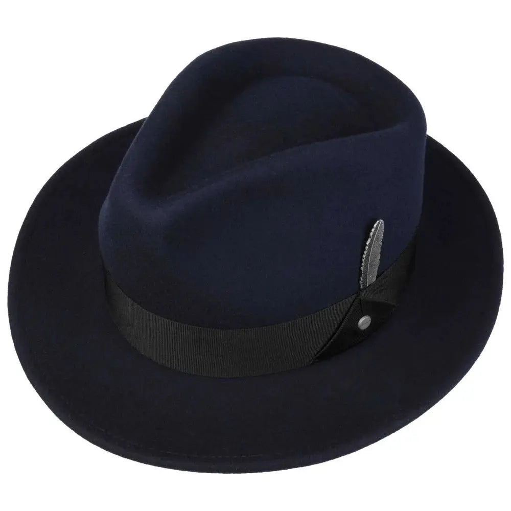 CHAPEAU FEDORA WOOLFELT - BLEU STETSON -  Klubb