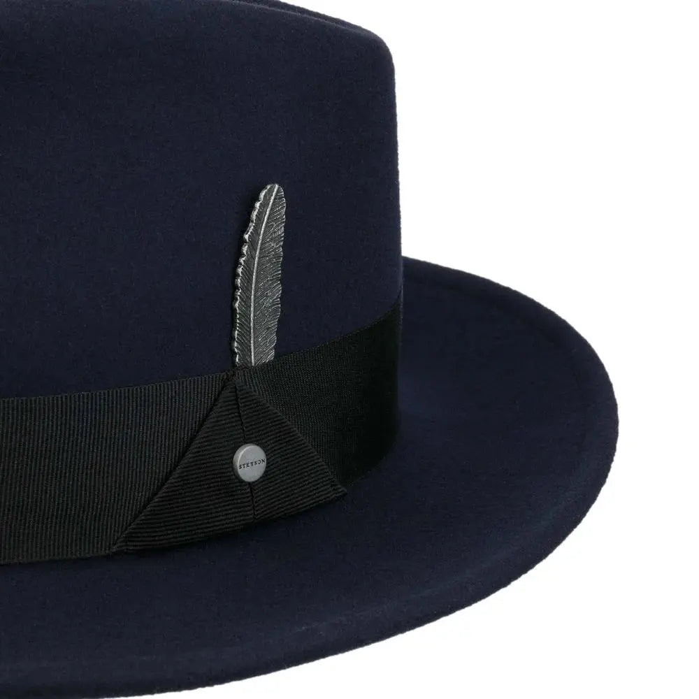 CHAPEAU FEDORA WOOLFELT - BLEU STETSON -  Klubb