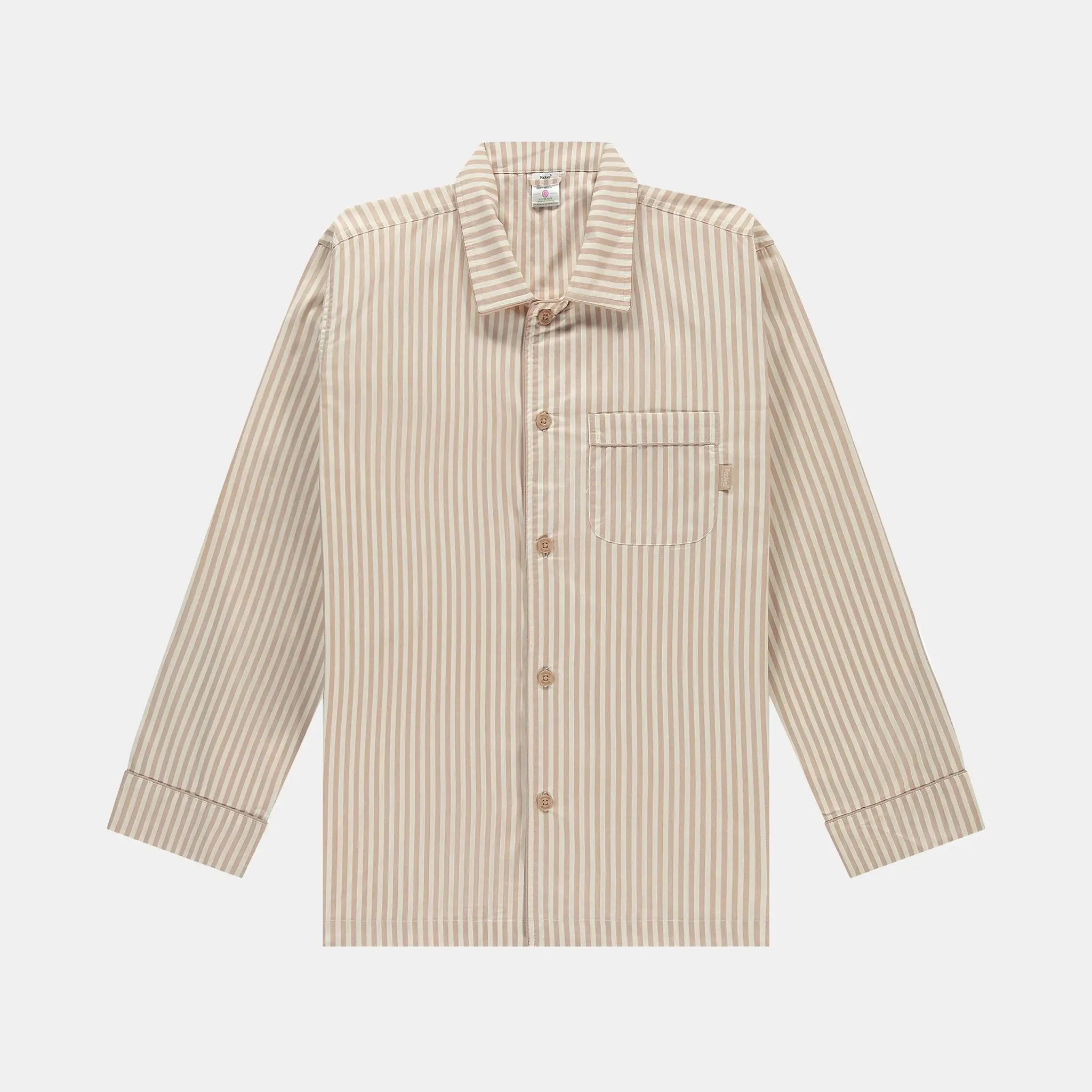 CHEMISE DE PYJAMA RAYÉE BEIGE POCKIES -  Klubb