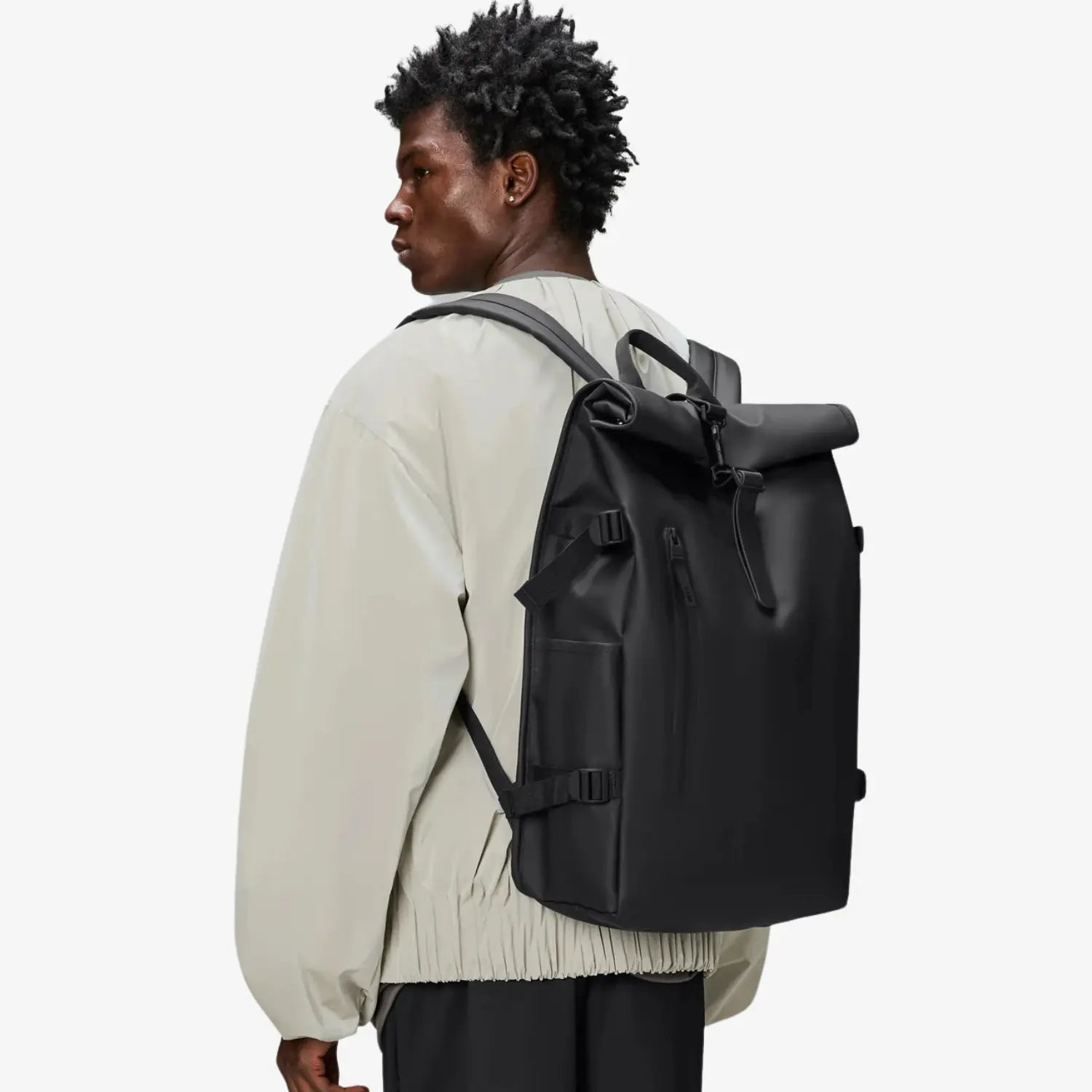 ROLLTOP RUCKSACK LARGE - BLACK RAINS -  Klubb