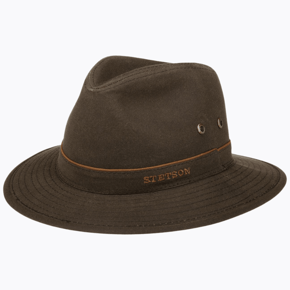 CHAPEAU TRAVELLER WAXED COTTON MARRON FONCE - STETSON CHEZ Klubb LE MANS