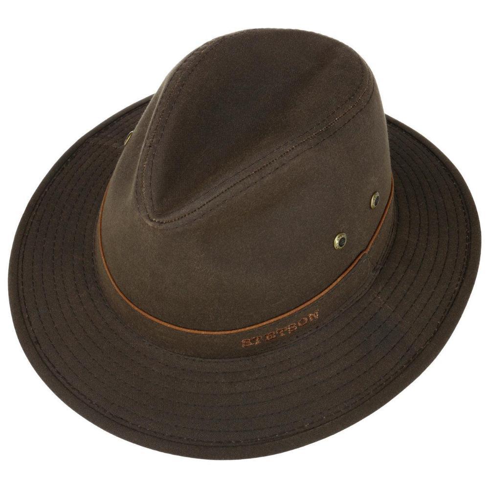 CHAPEAU TRAVELLER WAXED COTTON MARRON FONCE - STETSON CHEZ Klubb LE MANS