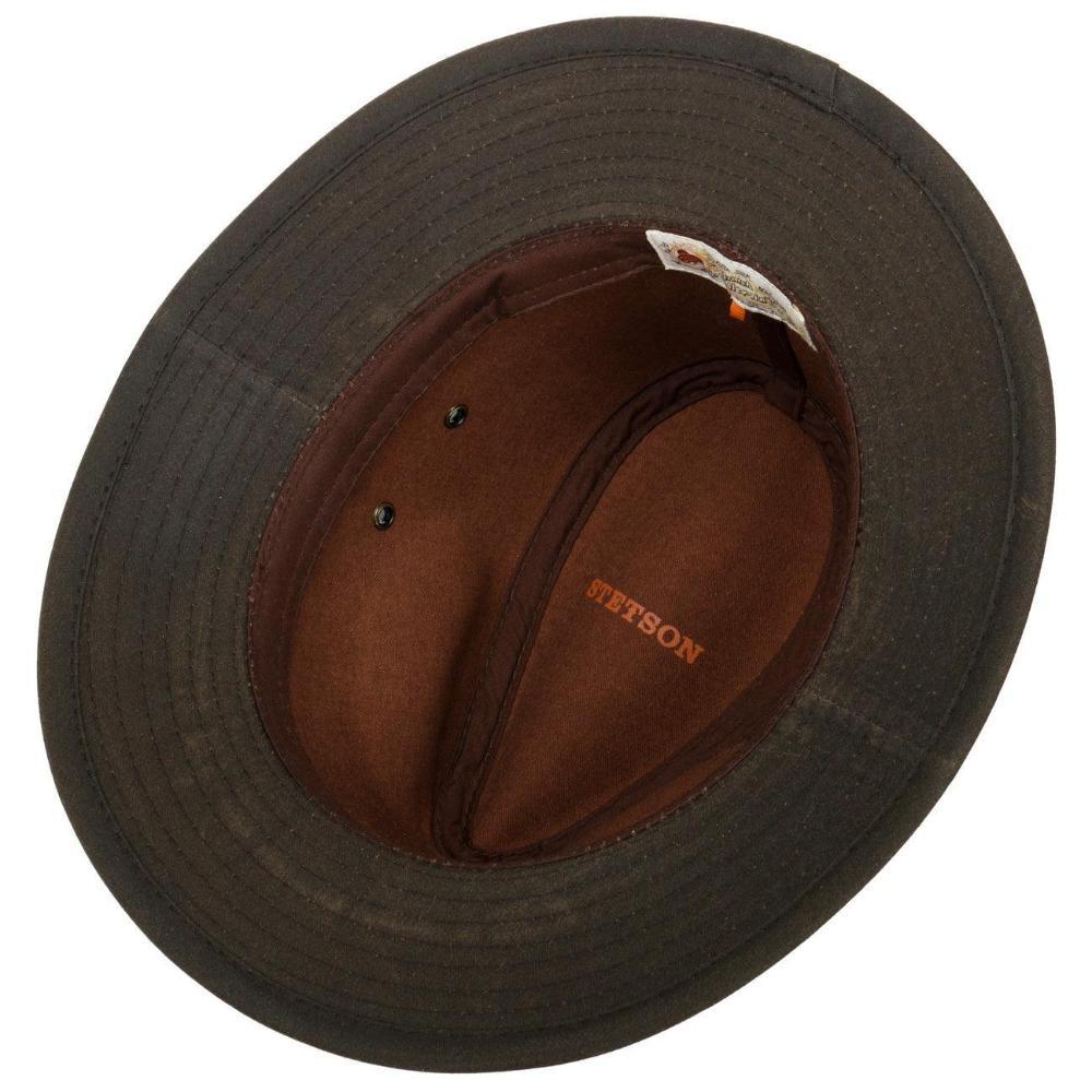 CHAPEAU TRAVELLER WAXED COTTON MARRON FONCE - STETSON CHEZ Klubb LE MANS