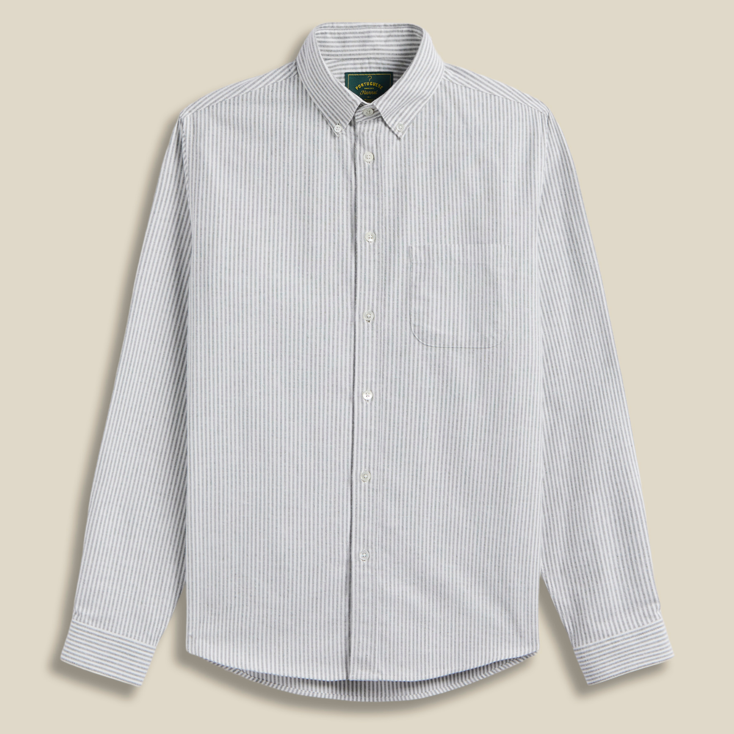 CHEMISE OXFORD BRUSHED STRIPES - MOSS GREEN PORTUGUESE FLANNEL -  Klubb