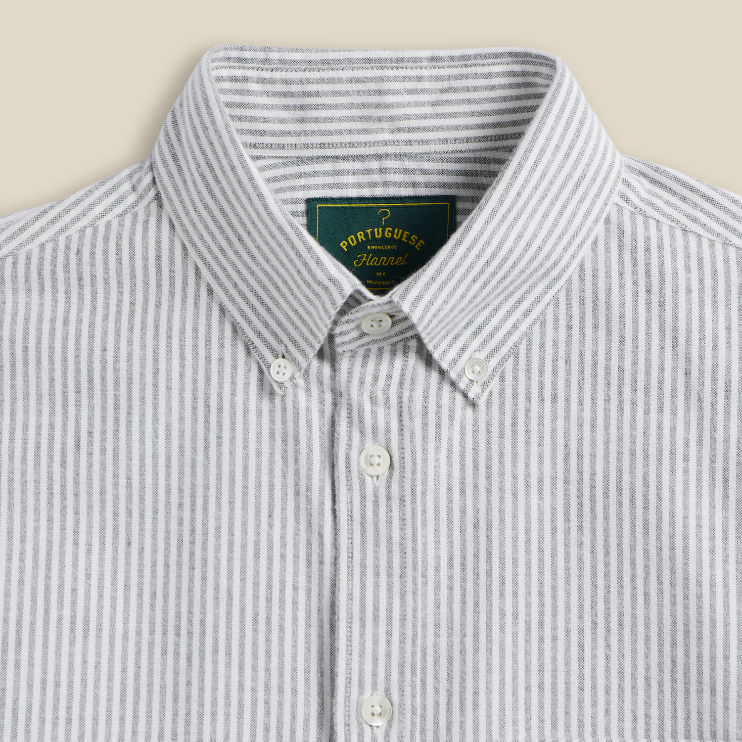 CHEMISE OXFORD BRUSHED STRIPES - MOSS GREEN PORTUGUESE FLANNEL -  Klubb